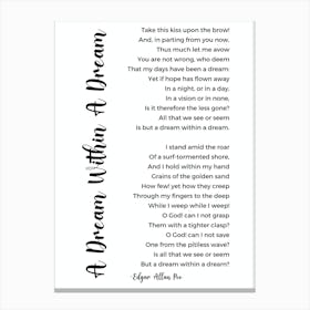 A Dream Within A Dream Poem By Edgar Allan Poe Canvas Print