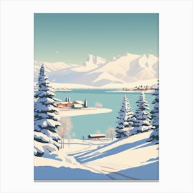 Vintage Winter Travel Illustration Lake Tahoe Usa 2 Canvas Print