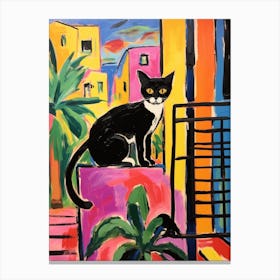 Painting Of A Cat In Palma De Mallorca Spain 2 Canvas Print