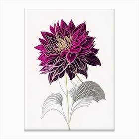 Dahlia Floral Minimal Line Drawing 2 Flower Canvas Print