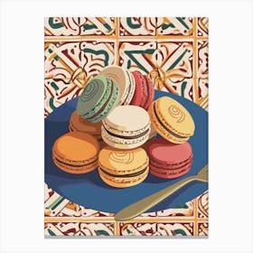 Macarons On A Tiled Background Canvas Print
