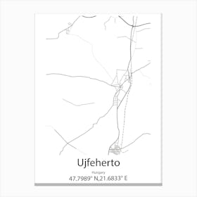 Ujfeherto,Hungary Minimalist Map Canvas Print