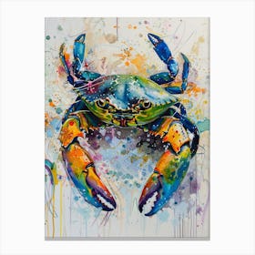 Crab Colourful Watercolour 1 Canvas Print
