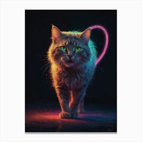 Cat With Neon Lights Canvas Print