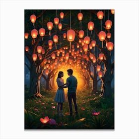 Couple In The Forest Canvas Print