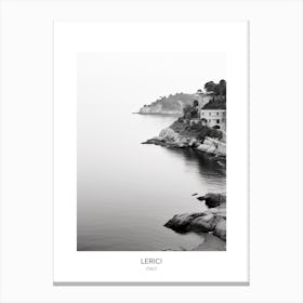 Poster Of Lerici, Italy, Black And White Photo 2 Canvas Print