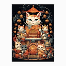 Fortune Cat Detailed Illustration 4 Canvas Print