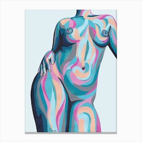 Nude Babe In Mint And Pink Canvas Print