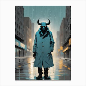 Bull In The Rain Canvas Print