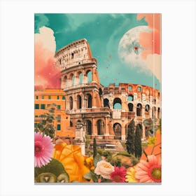 Rome   Retro Collage Style 4 Canvas Print