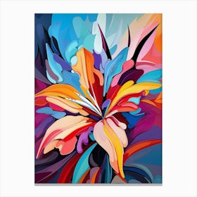 Lily Flower, Abstract Vibrant Colorful Painting in Van Gogh Style Canvas Print