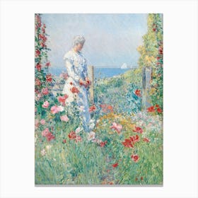 In The Garden (Celia Thaxter In Her Garden), Frederick Childe Hassam Canvas Print