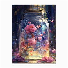 Jar Of Flowers Canvas Print