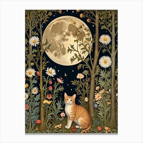 William Morris Moonlit Cat Canvas Print