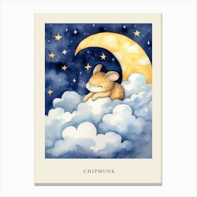 Baby Chipmunk 2 Sleeping In The Clouds Nursery Poster Canvas Print