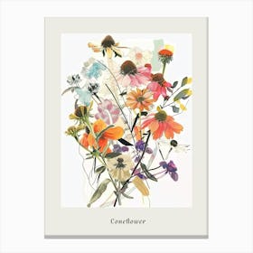Coneflower Collage Flower Bouquet Poster Canvas Print