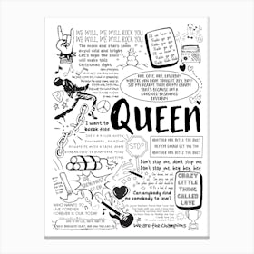 Queen Doodle Lyrics Canvas Print