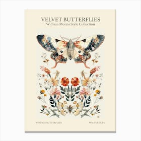 Velvet Butterflies Collection Vintage Butterflies William Morris Style 8 Canvas Print