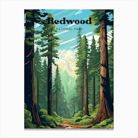 Redwood National Park California Nature Travel Art Illustration Canvas Print