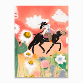 Pink Surreal Cowboy Canvas Print