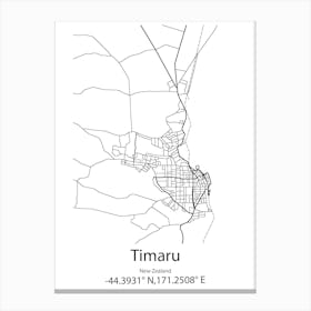 Timaru,New Zealand Minimalist Map Canvas Print