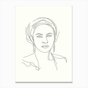 Portrait Of A Woman Hand Drawing Line Art 6 Canvas Print