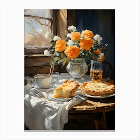 Pie And Flowers Canvas Print