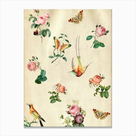 Birds And Flowers Canvas Print