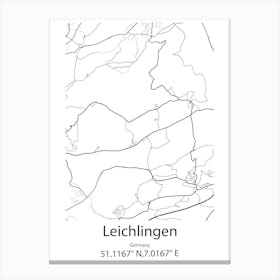 Leichlingen,Germany Minimalist Map Canvas Print