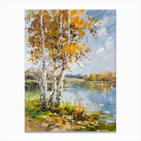 Birch Trees By The Lake 9 Canvas Print