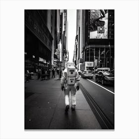 Astronaut In New York City Black And White Photo Canvas Print
