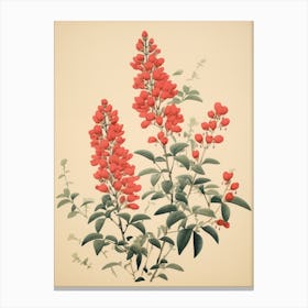 Hagi Bush Clover 2 Vintage Japanese Botanical Canvas Print