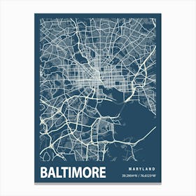 Baltimore Blueprint City Map 1 Canvas Print