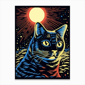 Galactic Hiss, Psychedelic Cats series Canvas Print