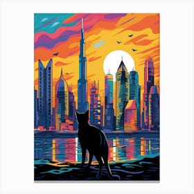 Dubai, United Arab Emirates Skyline With A Cat 3 Canvas Print