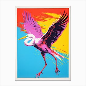Andy Warhol Style Bird Egret 4 Canvas Print