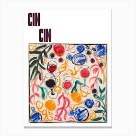 Cin Cin Poster Wine Lunch Matisse Style 2 Canvas Print