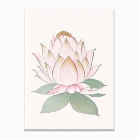 Lotus Flower Pattern Pencil Illustration 6 Canvas Print