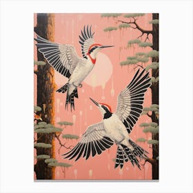 Vintage Japanese Inspired Bird Print Woodpecker 2 Canvas Print