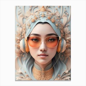 Woman With Headphones 34 Canvas Print