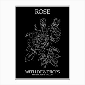 Rose With Dewdrops Line Drawing 3 Poster Inverted Canvas Print