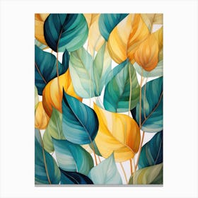 Abstract Watercolor Leaves Canvas Print