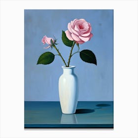 Pink Roses In A Vase Canvas Print