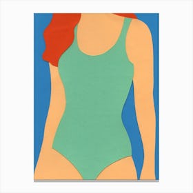 Turquoise Swimsuit Red Hair Canvas Print