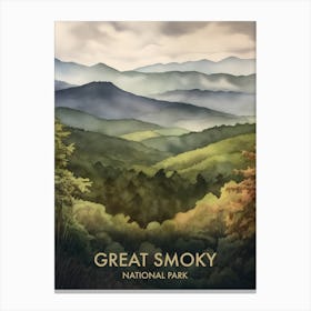 Great Smoky National Park Watercolour Vintage Travel Poster 1 Canvas Print