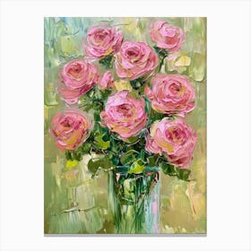 Pink Roses In A Vase 1 Canvas Print