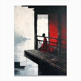 Asian Woman In Red Canvas Print