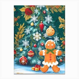 William Morris Christmas Tree With Gingerbread Man Canvas Print