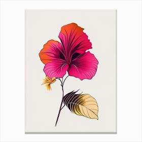 Hibiscus Floral Minimal Line Drawing 1 Flower Canvas Print