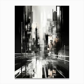 Urban Pulse Abstract Black And White 7 Canvas Print